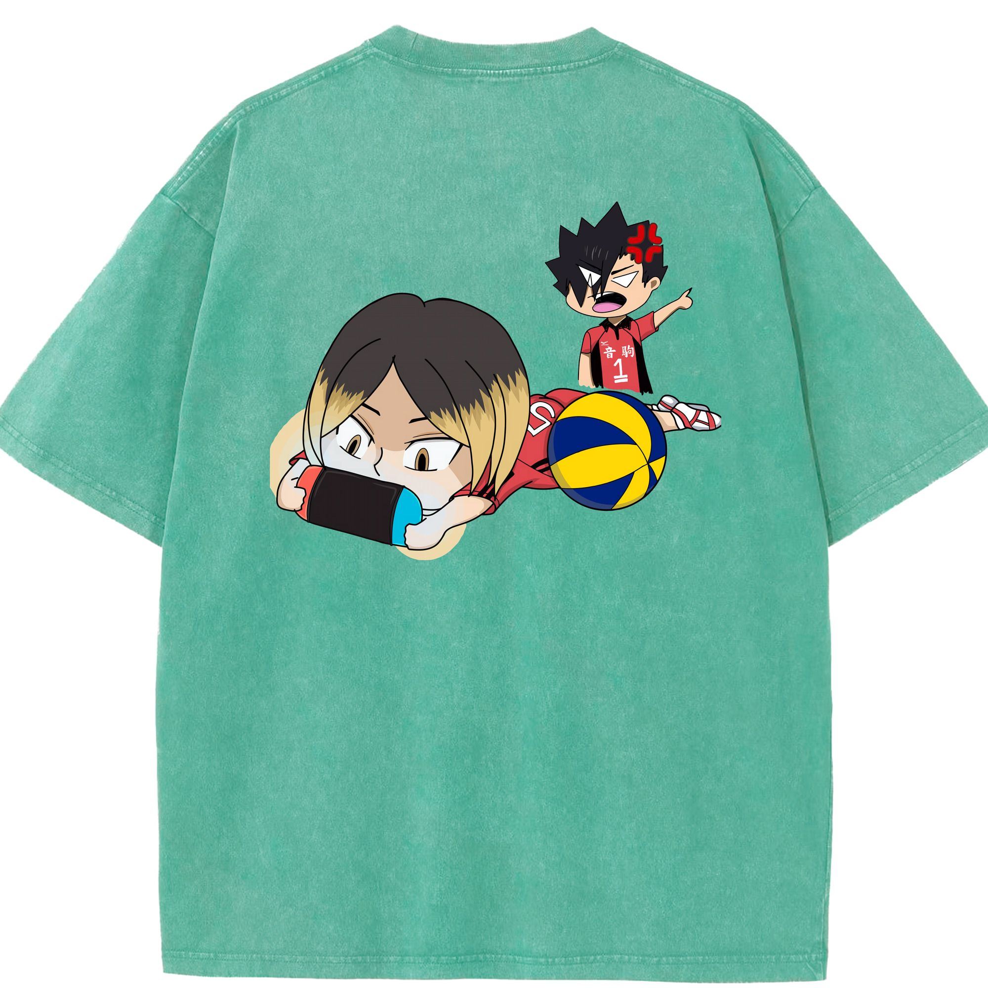 （画像用） ハイキュー!! Haikyu!! 綿100% ヴィンテージ風 半袖Tシャツ（背面プリント）